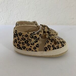 PatPat Leopard Print Sandals Baby Girls 5 Brown Bow Espadrille Safari Chic Soft